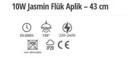 10W JASMIN FLÜT APLIK BEYAZ IŞIK 43CM AYNA ÜSTÜ - 2