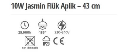 10W JASMIN FLÜT APLIK GÜNIŞIĞI IŞIK 43CM AYNA ÜSTÜ - 2