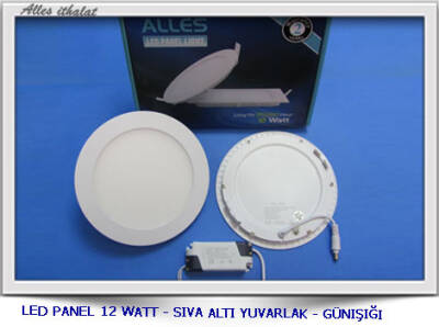 12 WATT SIVA ALTI YUVARLAK LED PANEL BEYAZ 10 ADET - 1