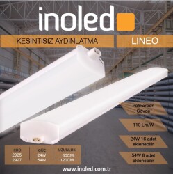 120CM ULTRA YÜKSEK LÜMEN 54W BANT ARMATÜR BEYAZ 6500K POLİKARBON GÖVDE İNOLED 2927-01 - 1