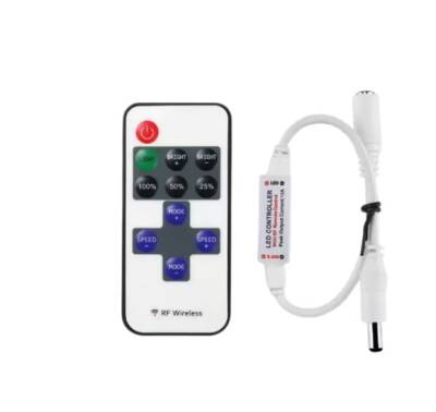 12A Tek Renk Kumandalı RF Dimmer – 3-30V DC LED Aydınlatma Kontrol Cihazı - 1