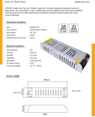 12V 20,8 AMPER LED TRAFOSU 250 WATT İNOLED - 2