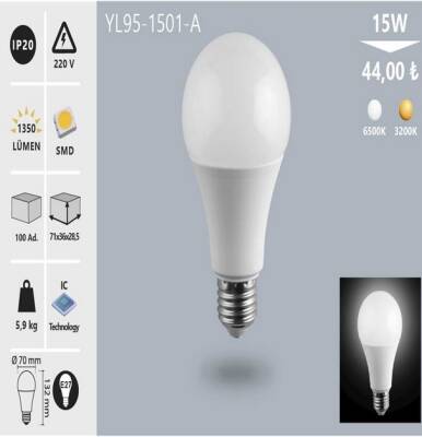 15W LED AMPUL GÜNIŞIĞI NOAS YL95-1512 - 1