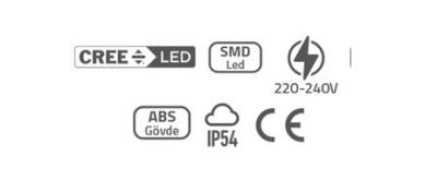 30 W Siyah Dış Mekan LED Aplik Kare Siyah Kasa Kafesli Günışığı ECN-5004 - 3