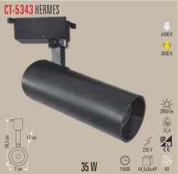 35W 6000K Beyaz Hermes Ray Spot Cata CT-5343 SİYAH KASA GÜNIŞIĞI IŞIK LED RAY SPOT - 1