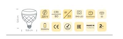 50W KRİSTAL CAMLI T-BULB LED AMPUL E27 6500K - 2