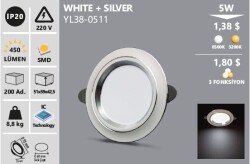 5W Beyaz ışık WHITE+SILVER LED SPOT - 1