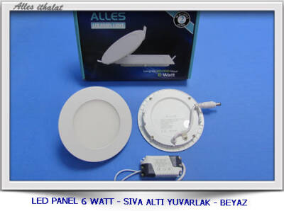 6 WATT SIVA ALTI YUVARLAK LED PANEL BEYAZ 10 ADET - 1