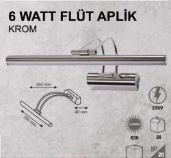 6W FLÜT APLİK - KROM KASA - GÜNIŞIĞI - 1