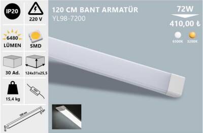 72W IP20 120 CM LED BANT ARMATÜR BEYAZ IŞIK NOAS YL98-7200 - 1