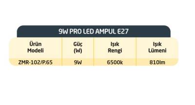 9W BEYAZ PRO A60 LED AMPUL E27 6500K - 3