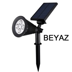 Beyaz 4W Solar Güneş Enerjili Kazıklı Çim Bahçe Aydınlatma - 1