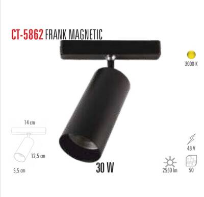 CATA 30W FRANK Magnet Led Spot SİYAH(Günışığı) CT-5862G - 1