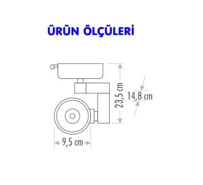 Cata 30W Led Ray Spot Armatür BABİL SİYAH KASA 6500K BEYAZ IŞIK CT-5334 - 2