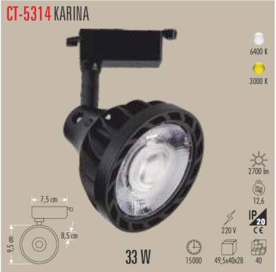 Cata 33W 3200K Günışığı Led Karina Ray Spot CT-5314 G - 4