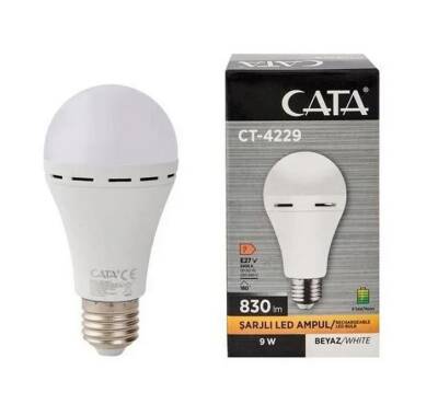 Cata 9W Şarjlı Led Ampul E27 6400K Beyaz CT-4229B - 2