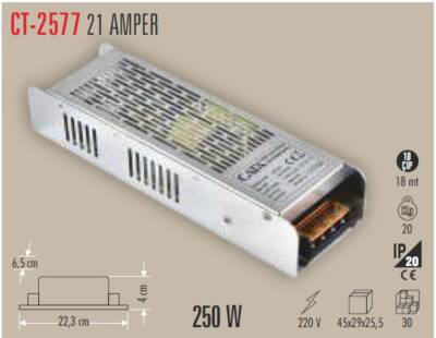 Cata CT-2577 21 Amper Şerit Led Trafosu (Slim-Fansız) - 1