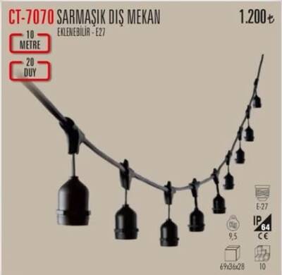 Cata Sarmaşık Dış Mekan Armatür CT-7070 10 Metre 20 Duy - 5