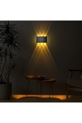 ÇİFT YÖNLÜ 3LÜ DUVAR APLİK DEKORATİF DIŞ MEKAN AMBER LED AYDINLATMA - 2