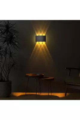 ÇİFT YÖNLÜ 3LÜ DUVAR APLİK DEKORATİF DIŞ MEKAN AMBER LED AYDINLATMA - 2