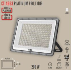 CT-4663 200W PLATINUM LED PROJEKTÖR BEYAZ 6500K CATA - 1