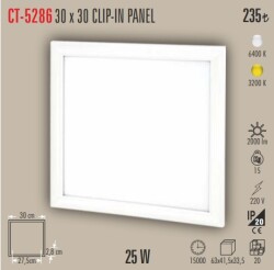 CT-5286 30x30 Clip-In LED Panel 25W Günışığı Işık – 3200K CATA - 1