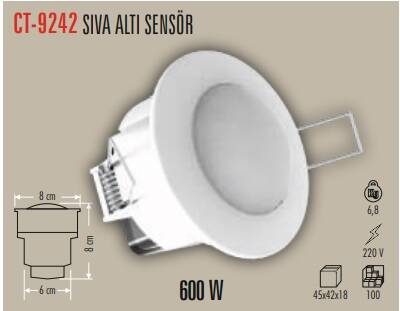 CT-9242 360 DERECE SIVA ALTI HAREKET SENSÖRÜ ( 600W ) CATA - 1