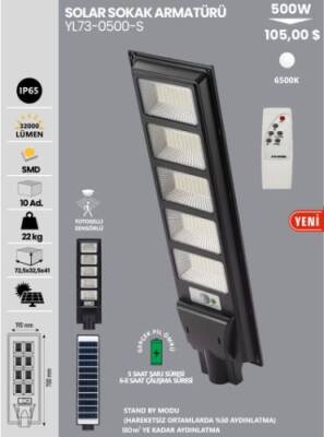 NOAS 500W YL73-0500-S BEYAZ IŞIK SOLAR BAHÇE ARMATÜRÜ - 1