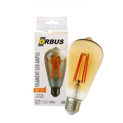 ORBUS ST64 6W E27 AMBER DEKORATİF RUSTİK LED AMPUL ORB-ST6W - 1