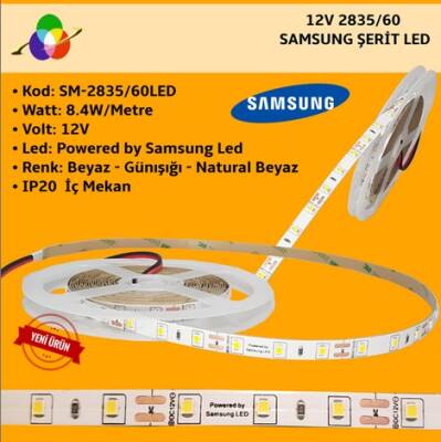 SAMSUNG ŞERİT LED 12V 2835/60 LEDLİ 4000K İÇ MEKAN IP20 - 2