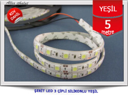 ŞERİT LED 3 ÇİPLİ SİLİKONLU YEŞİL 5 M - 1