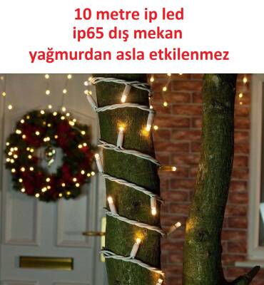 YILBAŞI LED IŞIK İP LED 10 MT GÜN IŞIĞI IP65 SABİT YANAR BEYAZ KABLO AL-80 220V - 1