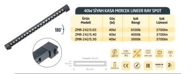 ZMR 40W SİYAH KASA MERCEK LINEER RAY SPOT - 2